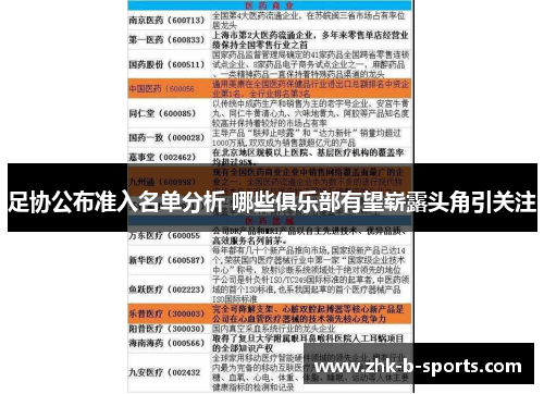 足协公布准入名单分析 哪些俱乐部有望崭露头角引关注